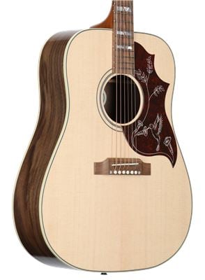 Gibson Hummingbird Studio Walnut Dreadnought A/E Guitar Natural w/Case Body Angled View
